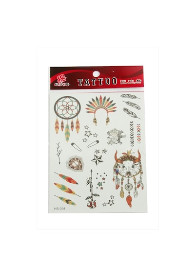 Kızılderili - 726 - Tattoo Dövme - Csmo-tex - Sticker Beyaz