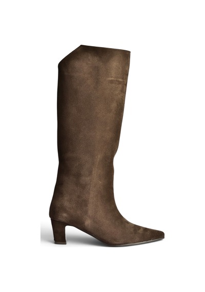 Fox Shoes Z654280161 Kahverengi Hakiki Deri Süet Kalın Topuklu Kadın Çizme