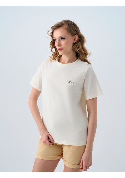 Regular Fit Kadın Tshirt K.kol Lıght Beıge