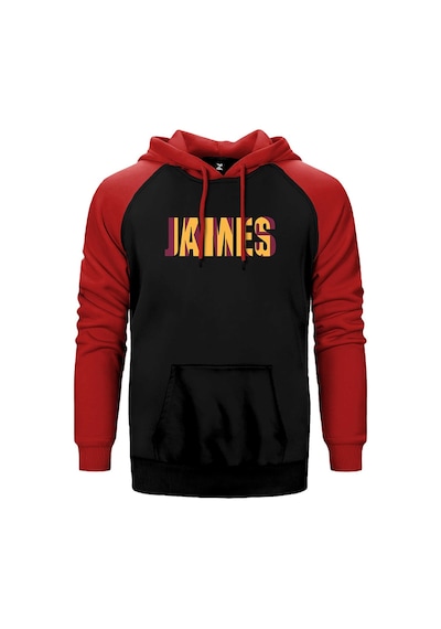 Lebron Yazı Kırmızı Renk Reglan Kol Kapşonlu Sweatshirt Kırmızı