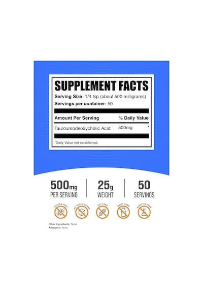 Bulksupplements Tudca Tauroursodeoxycholic Acid Liver Powder 500mg 25 Gr 50 Servis