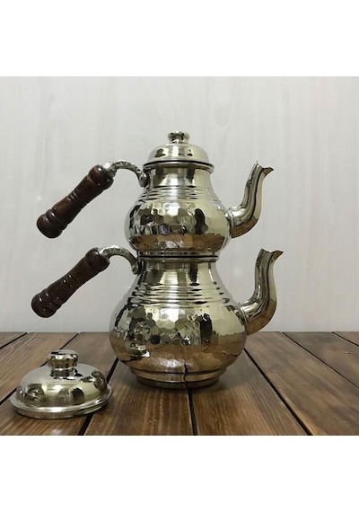 Dövme Bakır Çaydanlık Küçük Boy, B15022 Gümüş