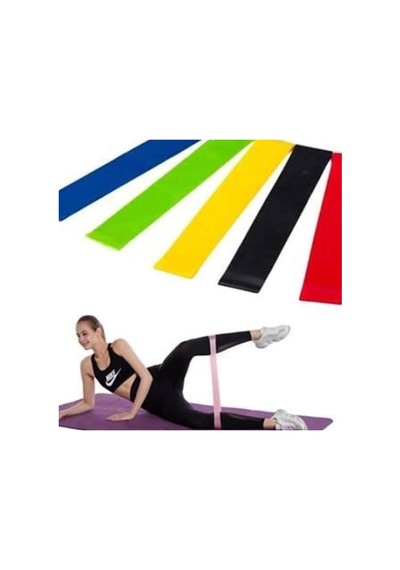 Aerobik Bant 5 Li Pilates Yoga Bandı Evimdeyokyok Çok Renkli