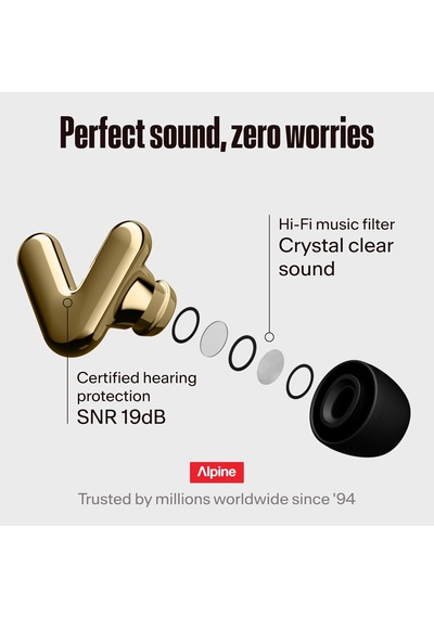 Tune Hifi Konser Kulak Tıkaçları, 19 Db Net Ses Koruması, Altın Rengi