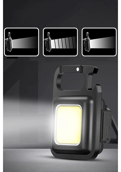 Güçlü Şarjlı Led Işıklı Kamp Lambası El Feneri Mıknatıslı, Tripod Uyumlu, 4 Fonksiyonlu Mod Sarı