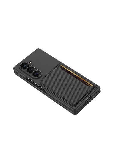 Galaxy Uyumlu Z Fold 6 Karbonfiber Arka Yüzey Kartlıklı Z-kart Kıpta Sert Kılıf