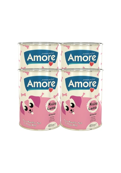 Amore Puppy Kuzu Parça Etli Yavru Köpek Konserve Maması 4 x 400 G