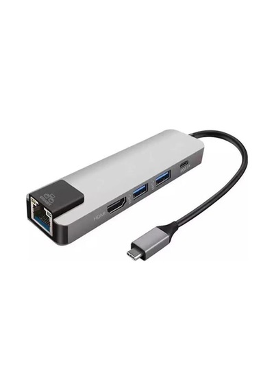 Ally 5In1 Usb 3.1 Type C To Hdmı 2Xusb 3.0 Rj45 Ethernet Dönüşt-Gri