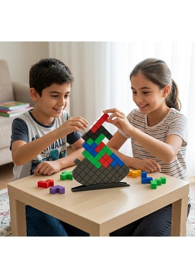 Montessori&stem Tetris Denge Oyunu- Dikkat Ve Konsantrasyon Geliştirici Geometrik Bloklar Seti
