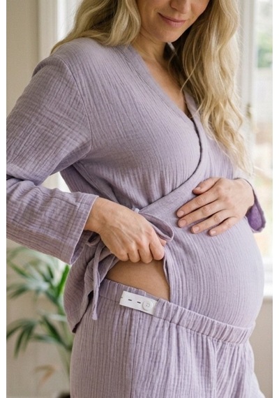 Combattente Exclusive Products Combattente Pamuk Müslin Hamile Lohusa Karın Üstü Pijama Takımı Mor - Lavanta