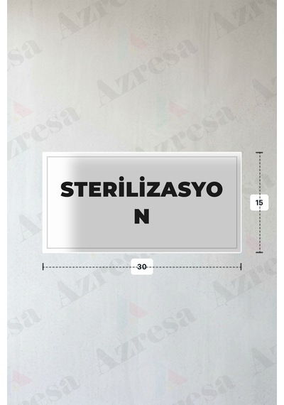 Sterılızasyon Yazılı - Metal - Beyaz Renk - Kapı İsimliği - 30x15 Cm Sterılızasyon Yazılı - Metal - Beyaz Renk - Kapı İsimliği - 30x15 Cm