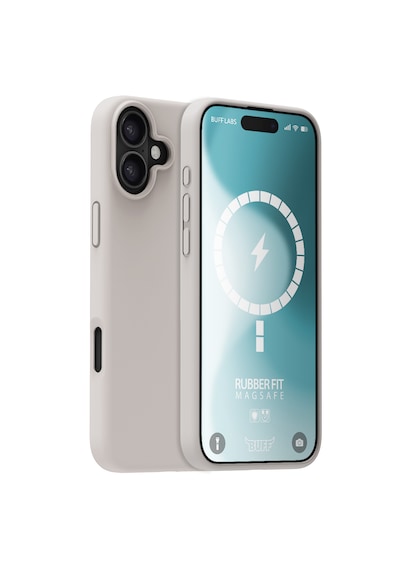 Apple Uyumlu iPhone Buff 16 Magsafe Rubber Fit Silikon Kılıf Stone Gray