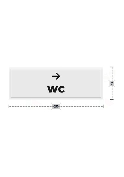 Wc Yazılı - Metal - Beyaz Renk - Kapı İsimliği - 20x7 Cm