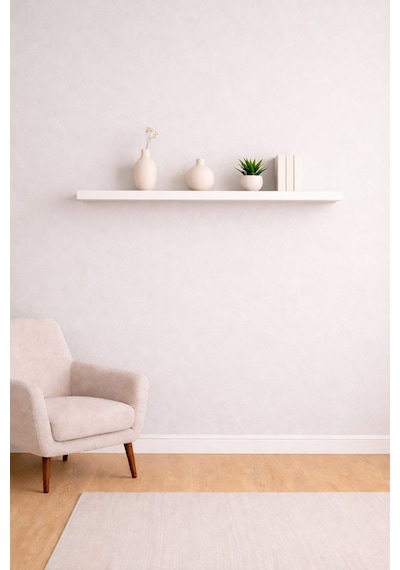 Yankı-byeg 90 Cm Mat Beyaz Mdf Uçan Duvar Rafı Gizli Bağlantı Kitaplık Beyaz