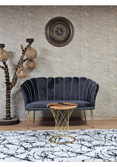 Zafir İkili Papatya Çay Seti Koltuk Gold Sivriltme Ayak, Balkon, Salon, Ofis, Koltuk Takımı, İkili Berjer Füme