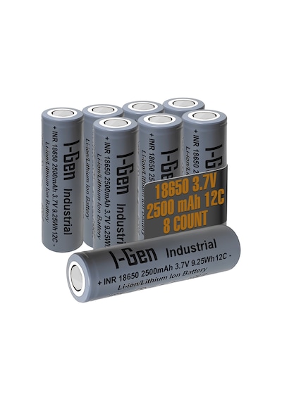 I-gen Industrial E003 Inr 18650 3.7v 2500 Mah 12c 9.25wh Li-ıon Şarjlı Pil Düz Başlı Lityum Pil 8'li Paket