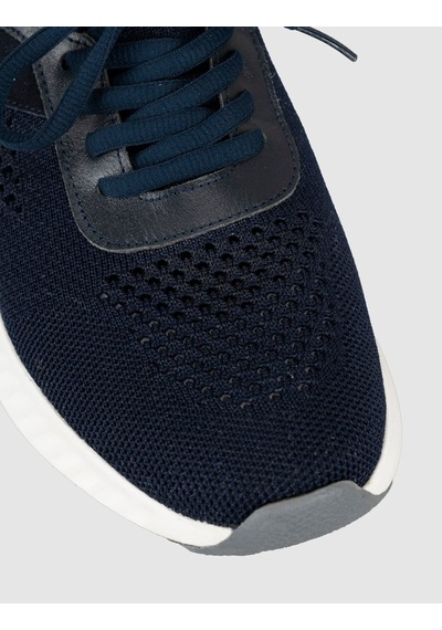 Cabani Lacivert Triko Hakiki Deri Erkek Sneaker Ayakkabı