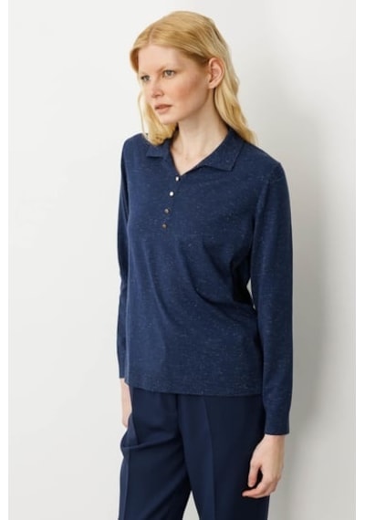 Kadın Polo Yaka Angelina Basic Bluz Desen Lacivert