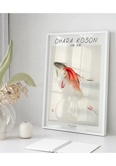 Çerçevesiz Poster Ohara Koson İki Sazan