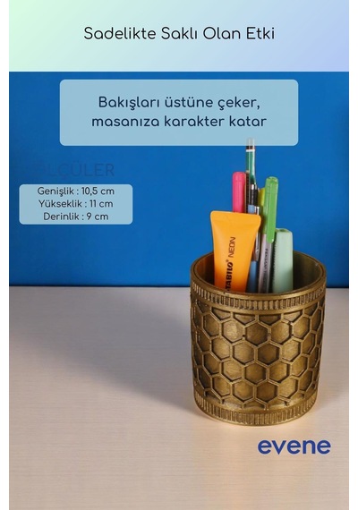 Kalemlik Masa Kalemliği Organizer Kalemlik Altın Eskitme Renk Model 81 Çok Renkli