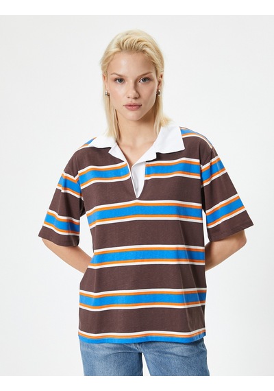 Koton Polo Yaka Rugby Tişört Kısa Kollu Pamuklu Kahverengi Çizgili 4sak50611ek Kahverengi Koton Polo Yaka Rugby Tişört Kısa Kollu Pamuklu Kahverengi Çizgili 4sak50611ek Kahverengi