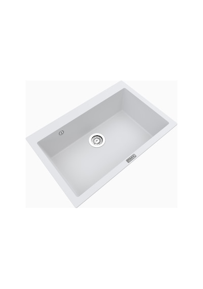 Polex Cristalüx Granit Evye P-X76 Beyaz Tezgah Altı Ve Tezgah Üstü Mutfak Evyesi 75x50 CM