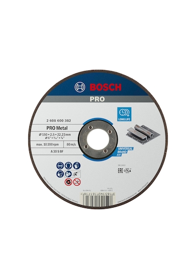 Bosch Professional Kesme Diski 150 X 2,5 Mm F Çelik 2608600382, Siyah