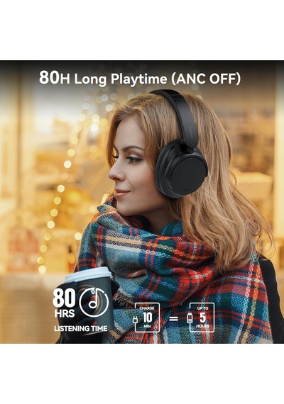 Tr Hibrid Gürültü Önleyici Kulaklıklar: Kablosuz Bluetooth 5.4 Kulak Üstü Kulaklıklar, Mikrofonlu Katlanabilir A
