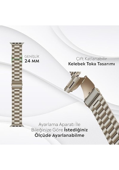 Apple Watch Series Se/11/10/9/8/7/6/5/4/3 İle Uyumlu Çelik Kordon Bbl04