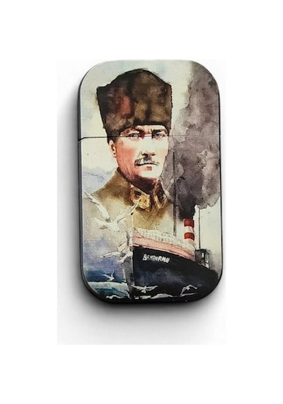 Bandırma Vapuru Ve Meclis Temalı Atatürk Portreli Hatıra Metal Çakmak - Tarihi Seri Çok Renkli