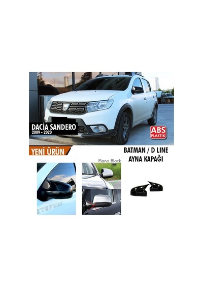 Dacia Sandero 2009 - 2020 Batman Yarasa Ayna Kapağı (parlak Siyah)