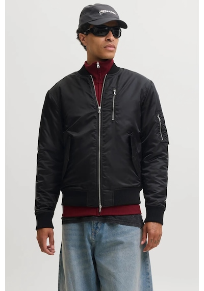 Jack & Jones Erkek Jcotrace Su İtici Bomber Ceket 12301762 Siyah