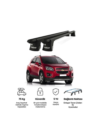 Trio-ı Chevrolet Trax 2013 Ve Sonrası Uyumlu Siyah Kilitli Ara Atkı 120cm Port Bagaj Tavan Barı