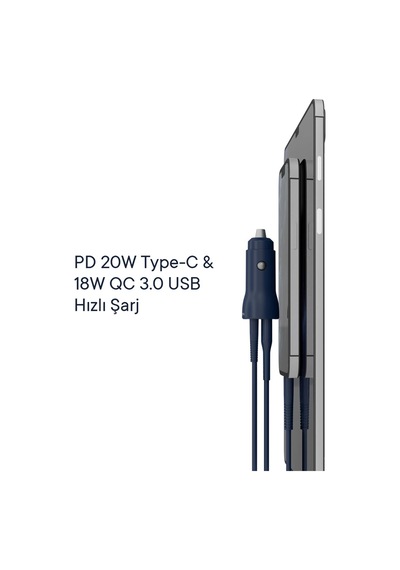 Nautica CH20 20W PD 18W QC Araç İçi Şarj Cihazı Navy