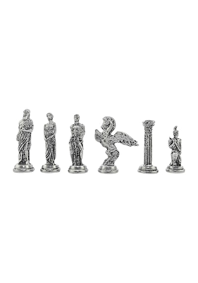 Gifthome Büyük Boy Metal Pegasus Satranç Tk. Antik Ve Ceviz Desenli Sandıklı Mdf Tahtası 36x36x6 Cm.