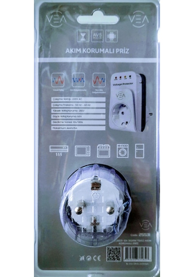 Xtechnx Vea Ve-25531 15a 3520w Akım Korumalı Priz Aşırı Yüksek Gerilim Koruyucu 000543