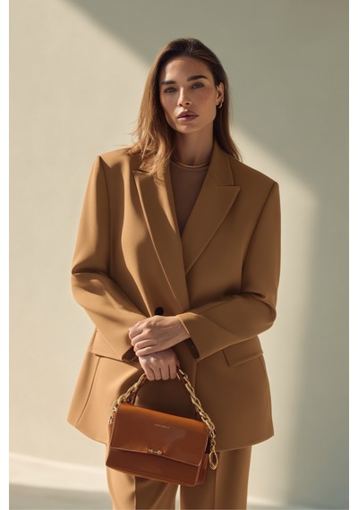 Hanezza Çift Düğmeli Blazer Ceket Plus Size Hardal - 789093682 Hardal