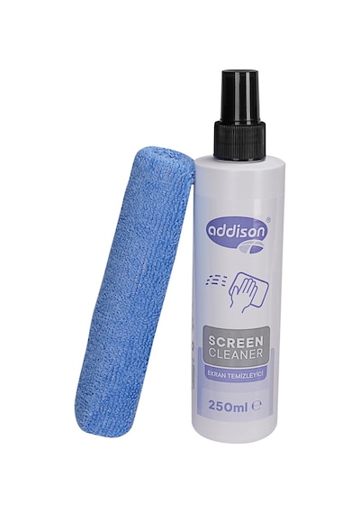 Addıson 300871, Ekran Temizleyici Sprey 250ml. Microfiber Bez İle Birlikte Çok Renkli
