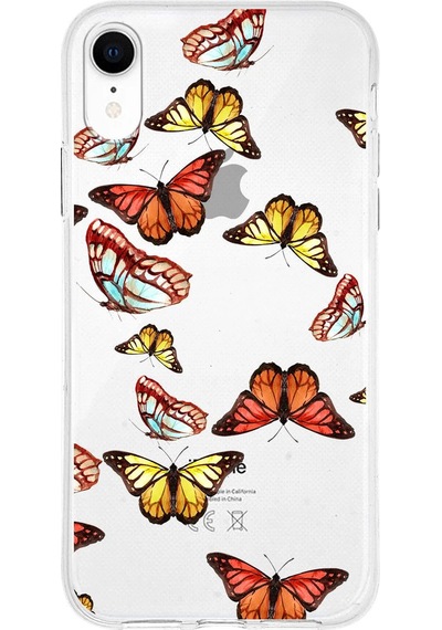 Apple Uyumlu iPhone Xr İle 1mm Slim Fit Water Color 2 Baskılı Şeffaf Kılıf