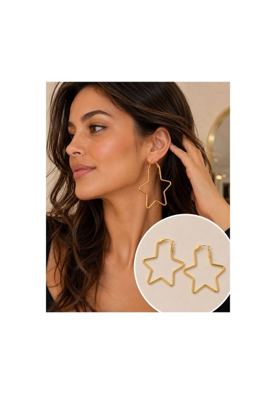 Kadın Gold Yıldız Model Küpe Altın Altın