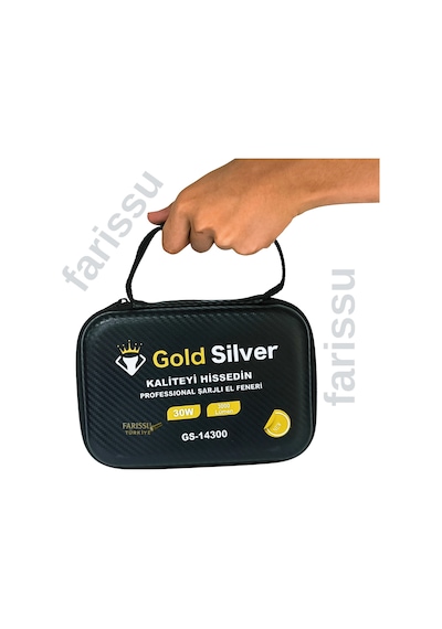 Gold Silver GS-14300 3000 Lümen El Feneri - Çift Bataryalı Set Siyah - Avantajlı Set