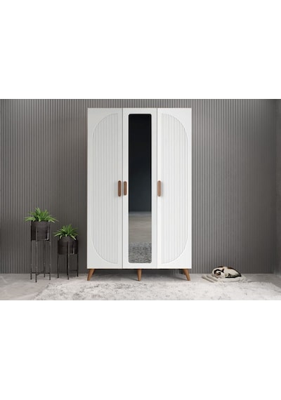 Robe Membran 3 Kapaklı Portmanto Montaj Dahil Ceviz Beyaz 120 Cm