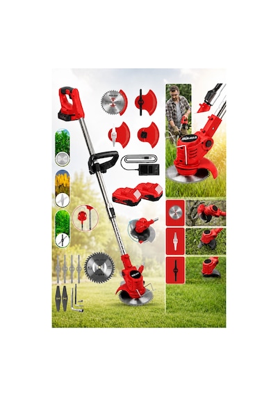 Mikasa Tools 21 V 5 Ah Teleskopik Uzatmalı Kömürsüz Turbo Motor Çift Akülü Ot Çalı Biçme Tırpanı