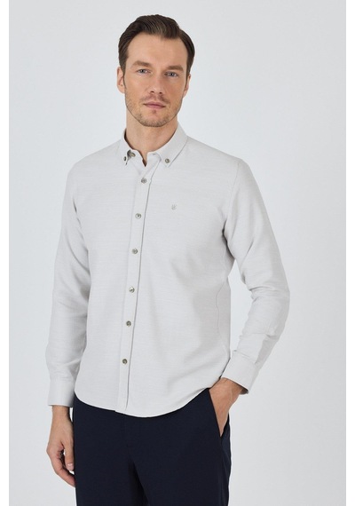 İmza Uzun Kol Desenli Armürlü Düğmeli Yaka Cepsiz Pamuklu Classic Slim Fit Gömlek 1004250205 Bej İmza Uzun Kol Desenli Armürlü Düğmeli Yaka Cepsiz Pamuklu Classic Slim Fit Gömlek 1004250205 Bej