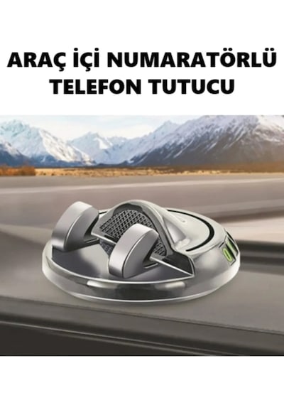 Mainshop Araç İçi Telefon Tutucu Numaratörlü Araba Numaratör Telefon Tutucu 360 Dönen M-225