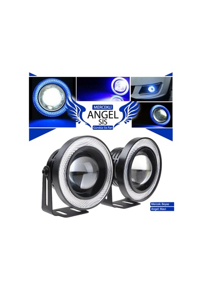 Universal Mercekli Angel Sis Farı Metal Su Geçirmez 76 Mm Mavi