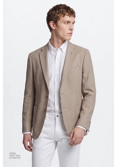 AC&Co / Altınyıldız Classics Erkek Bej Slim Fit Dar Kesim Mono Yaka Torba Cepli Blazer Ceket Bej AC&Co / Altınyıldız Classics Erkek Bej Slim Fit Dar Kesim Mono Yaka Torba Cepli Blazer Ceket Bej