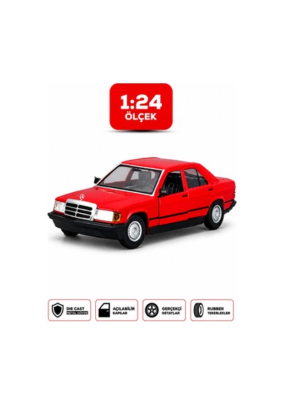 Bburago 1:24 Ölçek Mercedes-benz 190 E 2.6 Kırmızı Diecast Metal Model Oyuncak Araba Çok Renkli