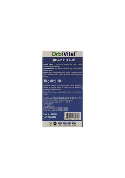 Orbivital Magnezyum Kompleks 60 Tablet