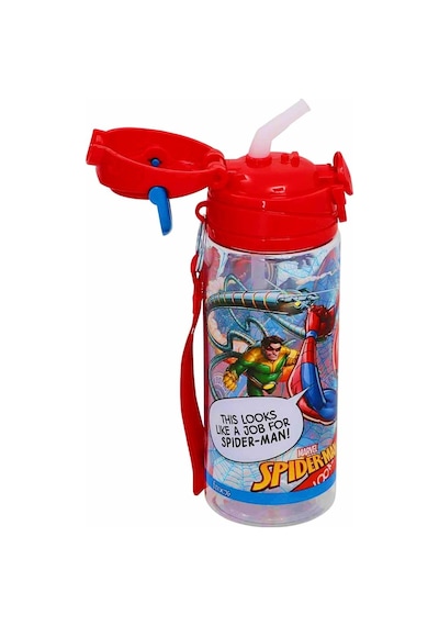 Spiderman Lisanslı Pipetli Plastik Matara 500 Ml Kırmızı Otto-42532